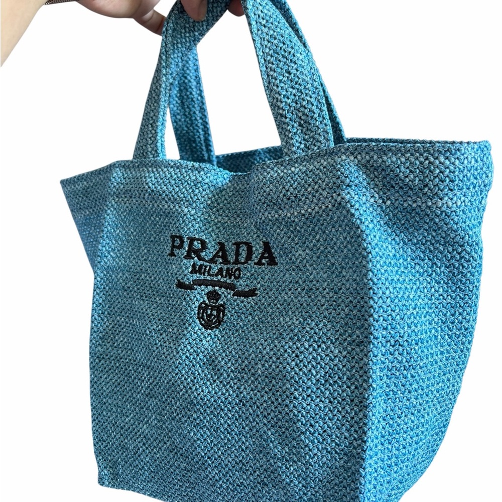 Prada Mini Raffia Tote Bag – Light Blue – GWP (Gift With Purchase) - Picture 7 of 12